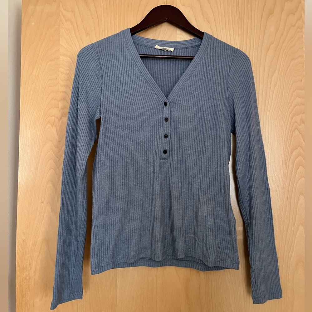 Madewell Blue Ribbed Long Sleeve Top